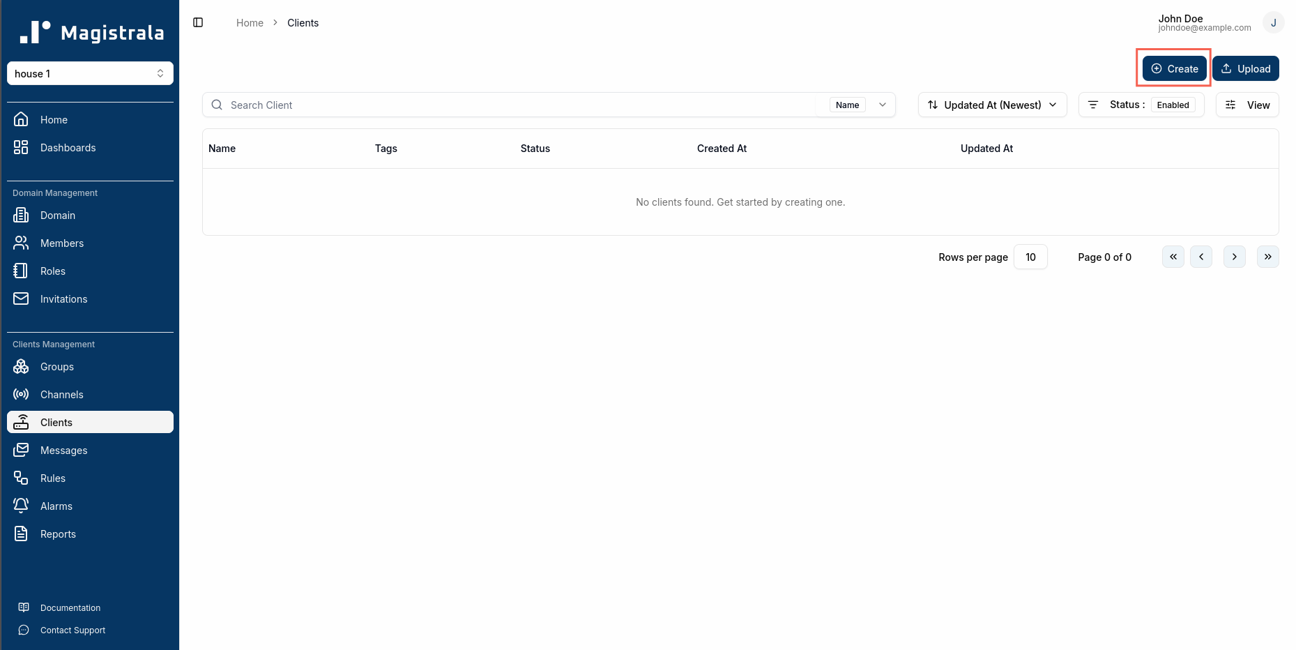 Create Clients Page